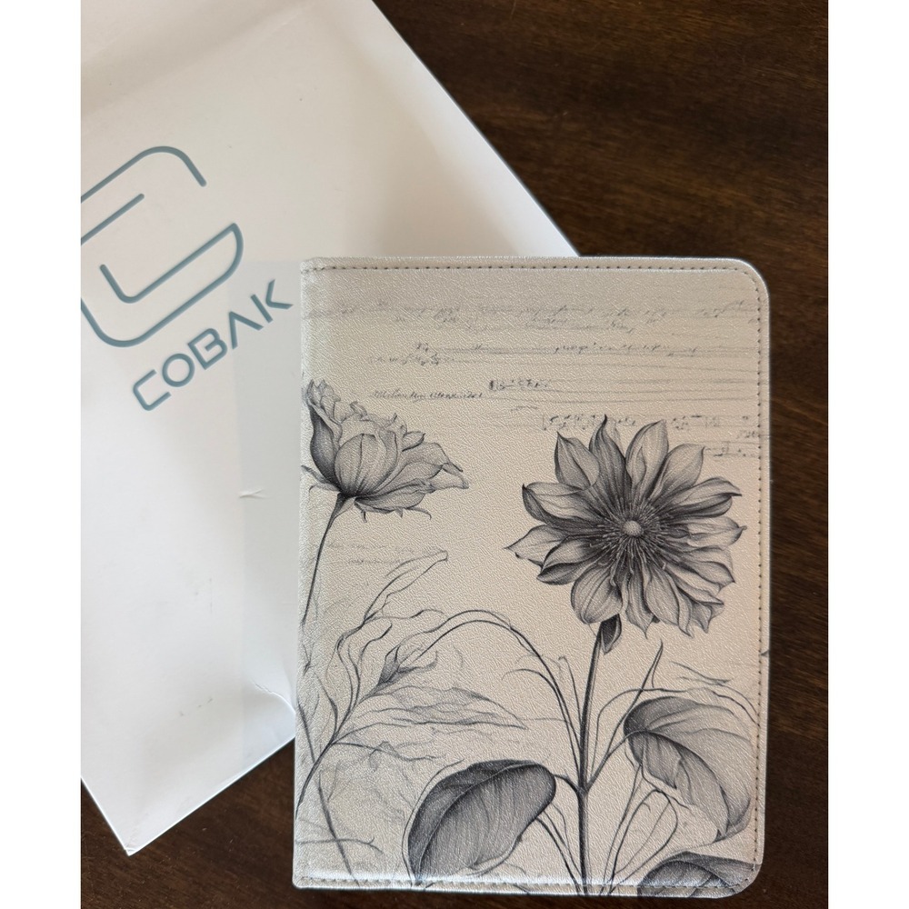 Cobak Kindle Paperwhite Case Floral Sketch Folio with Hand Strap and Card Slot